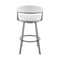 Armen Living Bronson 25" Counter Height Swivel Bar Stool in Silver Finish and White Faux Leather 721535761906 - alternate 7